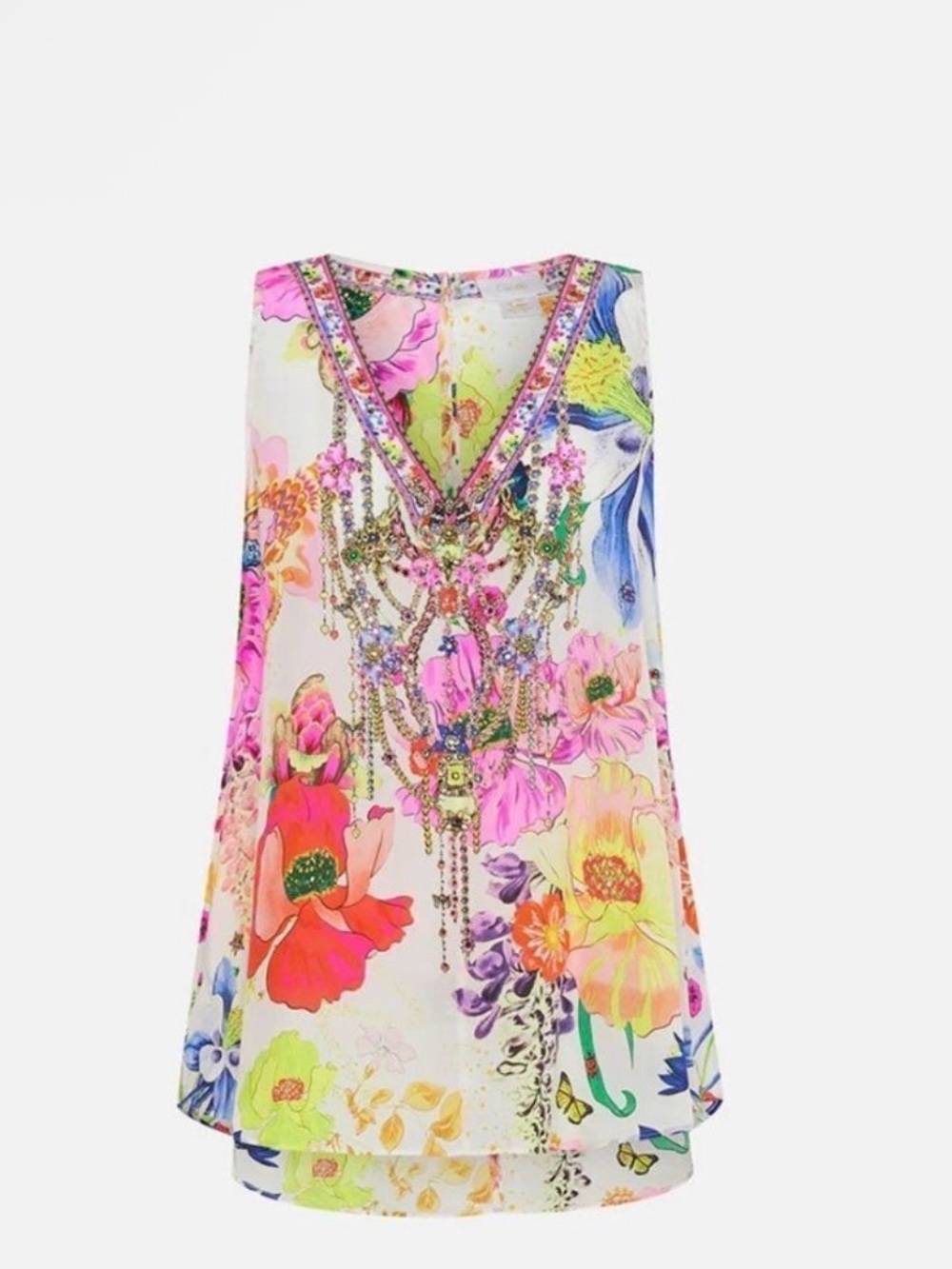 Camilla NWT Fairy Gang V Neck Button Back 100% Silk Top - Picture 4 of 13